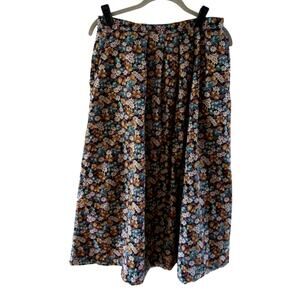 Vintage 70s 80s Floral Midi Skirt Small Cotton Cottage Forest Fairy Boho Prairie